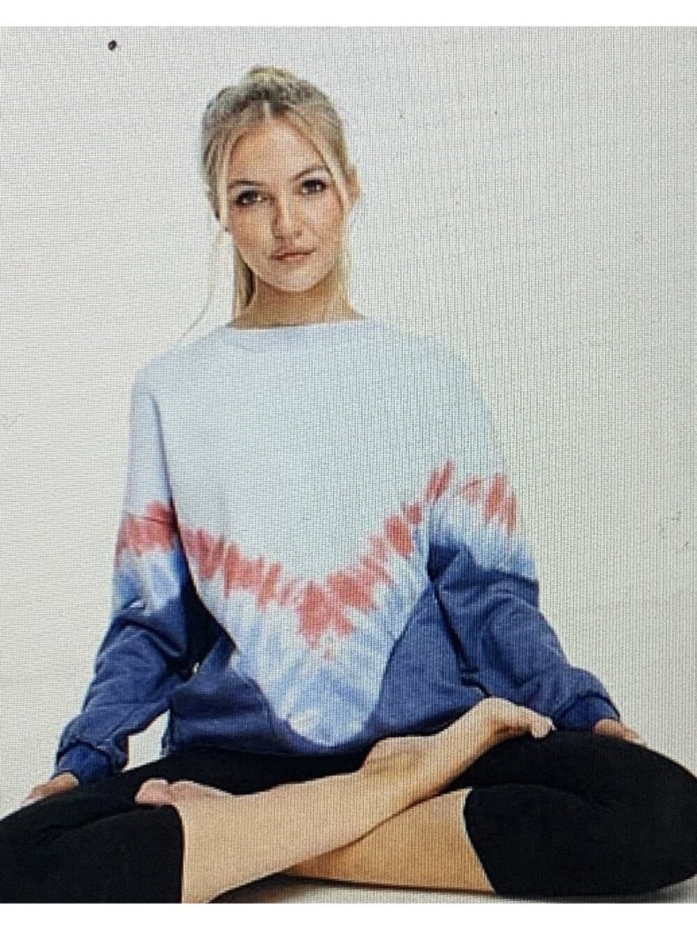 Free People Movement blue Tie Dye Sweatshirt Womens XS oversized Pullover Pocket